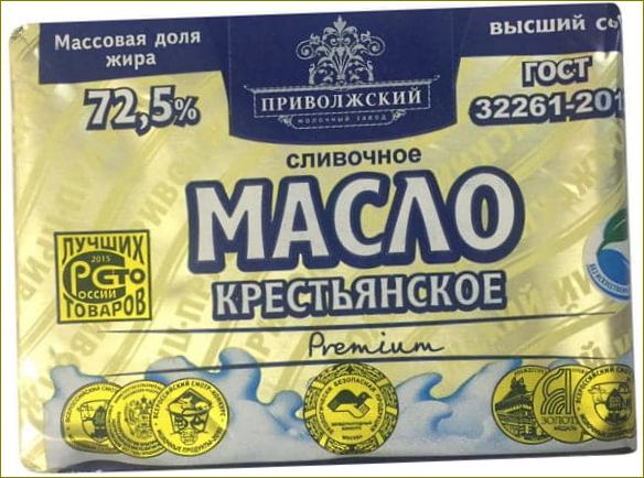 Seljački maslac Volga mljekara s udjelom masti 72,5 %