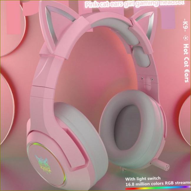 Novi proizvod Aina9 ružičaste mačje uši slatka djevojka igraće Slušalice s mikrofonom AINAINA poništavanje buke ainaina 7,1 kanala Ainaina žičane slušalice / Slušalice i slušalice|| Aliekspress